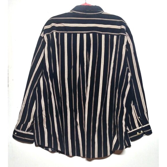 Trader Bay Shirt Micro-Corduroy 3XL Button-Down blue cream stripes Long Sleeve - Picture 2 of 10